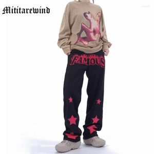 Men's Jeans Spring Hip Hop Y2k High Street Men Pants Loose Straight Five-point Star Print Wide Leg Embroidery Casual Denim Trousers