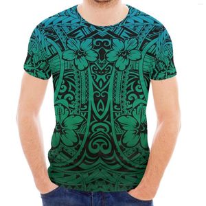 Men's T Shirts Polynesian Traditional Pattern Tattoo Design Printed Style Men's Crew Neck Short Sleeve Hawaiian Summer Sports Shirt