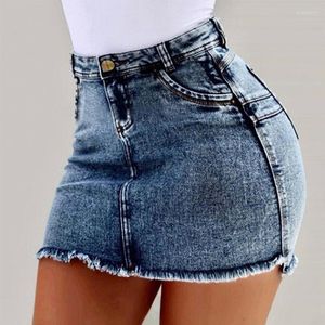 Skirts 2023 Women Sexy Wild Casual Stretch Bodycon High Waist Bag Hip Denim Short Female Summer Slim Fit Mini Skirt Plus Size