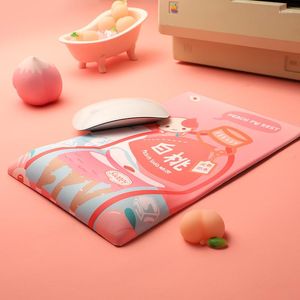 Table Cloth White Peach Silicone Wrist Mouse Pad Cute Cartoon Office Memory Foam Keyboard Hand Rest Slow Rebound