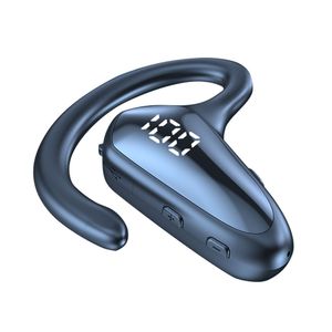 Trådlös Bluetooth-mobiltelefonörlurar hängande örat no-in-ear ultra-långa standby enkel benledning LED Power Display inte släpp sporthuvudet för Samsung iPhone