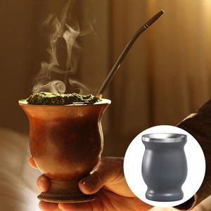 Mugs Yerba Mate Gourd Cup 1Pcs 304 Stainless Steel Drinking With Double-Wall Thermal Design 230 ML / 8 Ounces Capacity Simple To