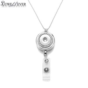 Pendant Necklaces 033 Fit 18mm Snap Button Retractable Pull Badge Reel ID Lanyard Name Tag Card Holder Reels KeyRing Chain Clips Necklace