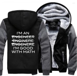 Men's Hoodies I'm An Engineer Good At Math Adult Science 2023 Winter Warm Fleece Sweatshirt Men Thick Coat Plus Size Casual Jacket