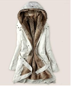 Women's Trench Coats Fashion Winter Warm Long Coat Jacket Outwear Women Faux Fur Thickened With Hooded Parkas Casual Overcoat