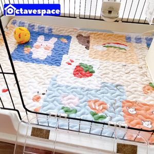 Small Animal Supplies Rabbit Floor Mat Pet Soffa Cushion Training Pad Four Seasons Universal Cage Cat Dog Sleeping Filt Staket Bunny 230211