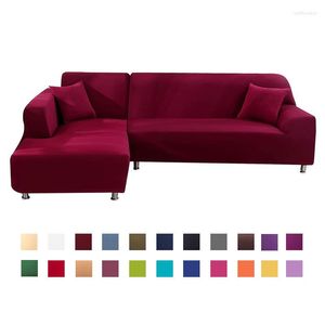 Koce Sofa Cover Spandex Solid Kolor Elastyczne narożne krzesło Krzesło Protektor salon 1/2/3/4