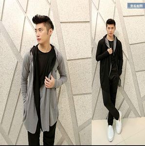 Men's Hoodies Metrosexual Clothes Nightclub Hooded Long-sleeve Tops Male Fashion Personality Coat Black Dark Grey