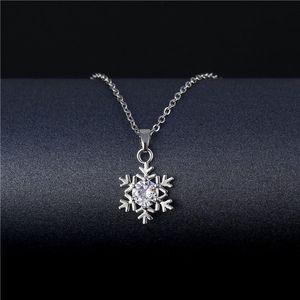 Halsketten mit Anhänger empfehlen Schmuck, süßer Schmuck, Zirkon, Schneeflocke, Titanstahl, Tagesgeschenk, weibliches Halsband, Brautschmuck für Frauen