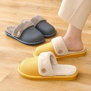 Slippers Winter Women Home Cotton Non-Slip Soft Short Plush Slides Warm Hairy Flat Shoes Couples Skin-Friendly Removabl