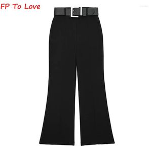 Pantaloni Donna Cintura Nera Pantaloni Svasati Office Lady Streetwear Vita Alta Donna Lungo Donna 7484205