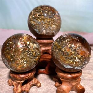 Decorative Figurines Natural Stones Crystals Copper Pyrites Balls Gardan Spirit Sphere Energy Meditation Reiki Healing Wicca Wichcraft