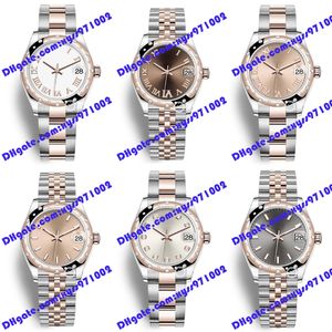 6 Model Wysokiej jakości zegarek 2813 Sports Automatyczne różowe zegarek 278341RBR 31 mm brązowy rzymski diamentowy zegarek Rose Gold Stael Stael Sapphire Grey Grey Watch