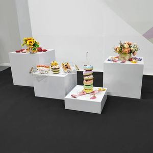 decora￧￣o clara preto branco quadrado cubo buffet tabela risers white catering mesa de catering riser para pedestal alimentar plinto bolo de anivers￡rio bolo para casamento 570