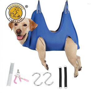 Dog Apparel Pet Grooming Hammock Cat Polyester Mesh Nail Clipper Needle Comb Grinding Set Supply