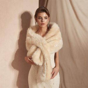 Wraps Winter New Style Imitation Fox Hair Bridal Hair Shawl Insert Style Warm Shawl Multi-Color Valfritt