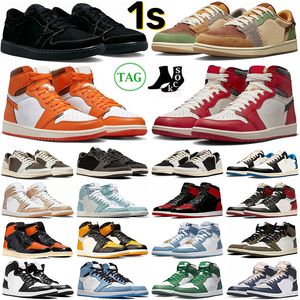 Schwarze Phantom 1 Basketballschuhe Jumpman 1s Lows Lost And Found Reverse Mocha Starfish Gorge Green Voodoo Bred Patent Männer Frauen Outdoor Sports Trainer Turnschuhe T3