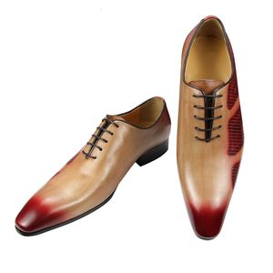 Dress Shoes Formal for Men High Quality Genuine Leather Designer Social Lace Up Shoe Man Wedding Sapato Oxford Mixed Color Adult 230213