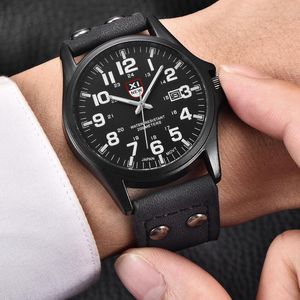 Wristwatches Wholesale Watches Mens Casual Leather Date Watch Men Military Sports Gifts Quartz Fashion Vintage Designer