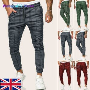 Men's Pants Men Casual Plaid Long Sport Pants Slim Fit Trousers Running Joggers Gym Sweatpants Ma Boy Cool Outwear Bottoms 021323H