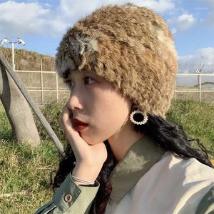 Beanies Beanie/Skull Caps Gifts冬の暖かい毛皮の贅沢な帽子雪キャップナチュラルスカリーふわふわデルム22