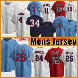 Anpassade basebolltröjor 26 Max Kepler Jersey Gary Sanchez Miguel Sano Carlos Harmon KillebrewCorrea Luis Arraez Gio Urshel