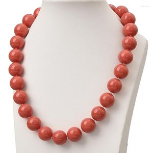 Cadeias estilo de 14 mm Colar de coral vermelho redondo DIY CHARM SINTÉTICO MADO NOTADO 18 polegadas Mulheres H812