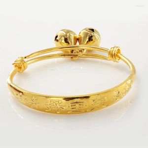 Armreif MxGxFam Bell-Armreifen und Armbänder für Babys, chinesischer Modeschmuck, Jungen und Mädchen, 24 K reines Gold, Farbarmreif Kent22