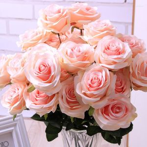 Dekorativa blommor Rose Pink Silk Peony Artificial Bride Bouquet 10 Big Head High Quality Diy Home Wedding Decoration Accessories