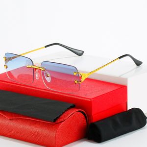 Herren-Designer-Sonnenbrille für Damen, Büffelhorn-Sonnenbrille, randlos, rechteckig, Bambus, goldfarben, Carti-Brille, Outdoor-Brille, Carti-Sonnenbrille