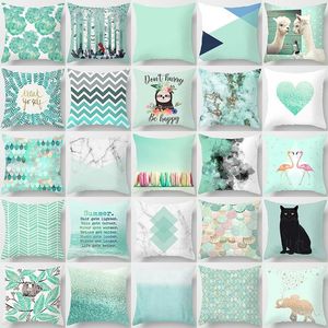 Pillow 45x45cm Decorative Throw Pillows Case Mint Green Cover Geometric Print Covers Home Office Living Room Sofa Decor