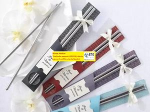 100Pairslot Fast shipping Newest Stainless Steel Chopsticks Tableware chop stick Wedding Favors Gift With Retail package