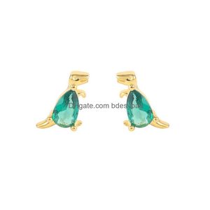 Stud Earrings Aide 925 Sterling Sier Cute Dinosaur For Women Tiny Colored Zircon Crystal Animal Cartilage Ear Studs Jewelry Dr Dhyht