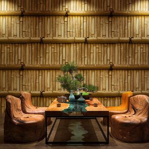 Wallpapers Chinese Style Green Bamboo Wallpaper 3D Stereo Living Room Study Background Wall Paper Home Decor PVC Waterproof