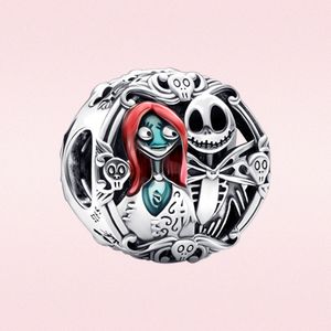 Gerçek 925 Sterling Silve Cadılar Bayramı Korku Gece Kolye Jack Charm Stitch Boncuk Orijinal Pandora Bilezik Kadınlar Noel Aşk Hediyesi