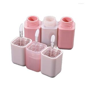 Storage Bottles Square Fat Short 4ml Lip Gloss Tubes Gradient Pink Makeup Glaze Bottle Private Label Lipgloss Containers Packaging 20pcs