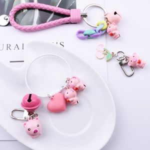 Keychains Chunou Bell Love Cherry Chain Pig Keychain Cute Animal Bag Pendant Keyring Charme Kleine Key Chains Trinket Chaveiro