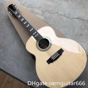 Werksspezifische Gitarre, Decke aus massiver Fichte, Griffbrett aus Palisander, Zargen und Boden aus Palisander, hochwertige 43-Zoll-Akustikgitarre der Jumbo-Serie, 12-saitige Gitarre