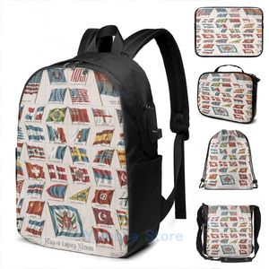 Zaino stampa grafica bandiere vintage del mondo illustrazione (1892) USB Charge Men Borse da donna Bag Bag Travel Laptop Laptop