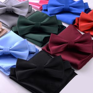 Solid color Groom Wear Plaid Groom Ties With Free Kerchief Different Color Men Suit Groom Ties