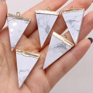 Pendant Necklaces Natural Stone White Turquoise Triangle Handmade Crafts DIY Necklace Earrings Jewelry Accessories Gift Making 23x38mm