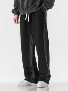 Herrbyxor Spring Autumn Black Cotton Sweatpants Men mode Streetwear Wide Leg Joggers Loose Casual Straight Track Plus Size 8xl Y2302