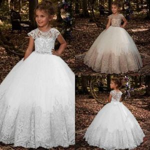 Girl Dresses Flower Girls Fluffy Tulle Beaded Belt Sleeveless For First Holy Communion Party Prom Princess Pageant