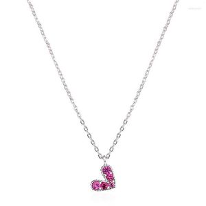 Chains Korea Style Cute Romantic Spinel Heart Pendant Necklaces Women 925 Sterling Silver Necklace Wedding Anniversary Gifts