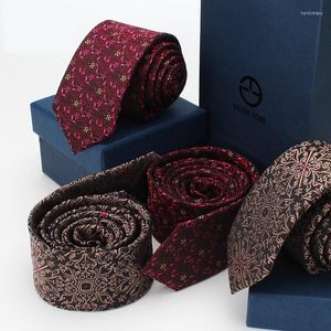 Kowarki 2023 Moda Moda Wysokiej jakości męskie 5 cm Szczupły wzór kwiatowy brązowy retro krawat kombina