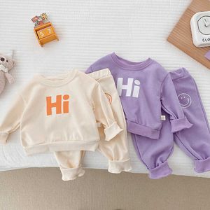 Clothing Sets yearold children's letter smiling face set new baby clothes and trousers twopiece spring fashion casual sportswear