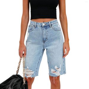 Women's Shorts 2023 Summer Fashion Women Ladies Denim Skinny High Waist Stretch Bodycon Jeans Knee Length Short