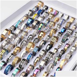 Cluster Rings 100Pcs/Lot Fashion Mticolor Stainless Steel Love For Women Men Different Style Party Gifts Jewelry Wholesale Dr Dh1Hw