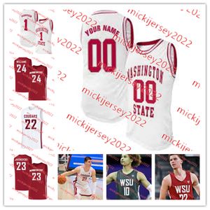 WSU Basketball -Trikotssey Custom genähte Herren Jugend Jabe Mullins Shae Korpela TJ Bamba Dishon Jackson Dylan Liebling Carlos Rosario Washington State Cougars Trikots Jerseys