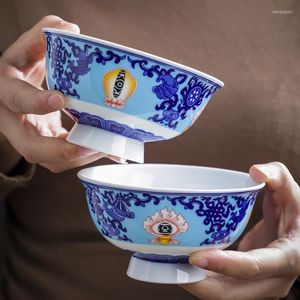 ボウル4.8インチ中国のセラミックボウルJingdezhen磁器の食器スープティーキッチンアクセサリーレトロホルダー